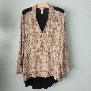 Soft surroundings pop over high low roll up sleeves lagenlook minimalist blouse